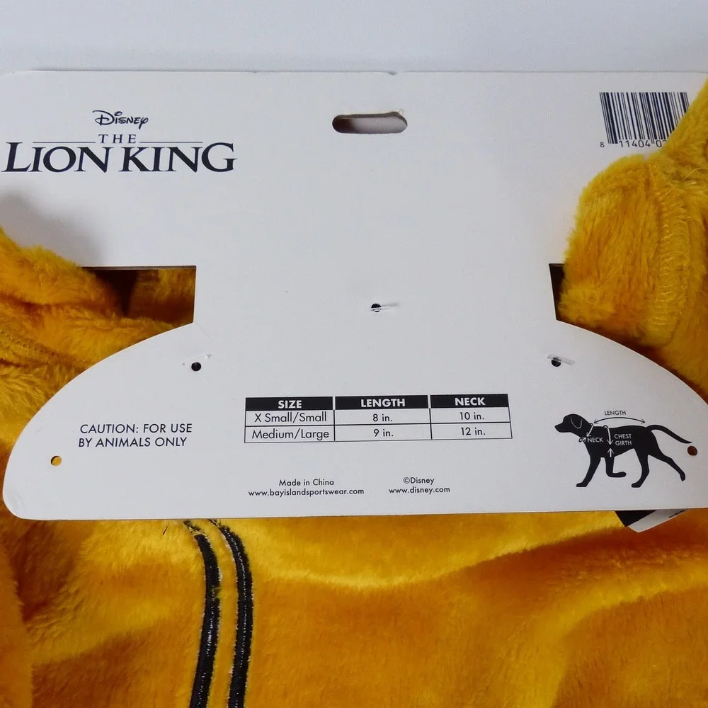 NEW Disney Lion King Simba Pet Halloween Costume Plush Fleece M/L Dog Apparel